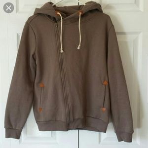Brown hooded zipper jacket